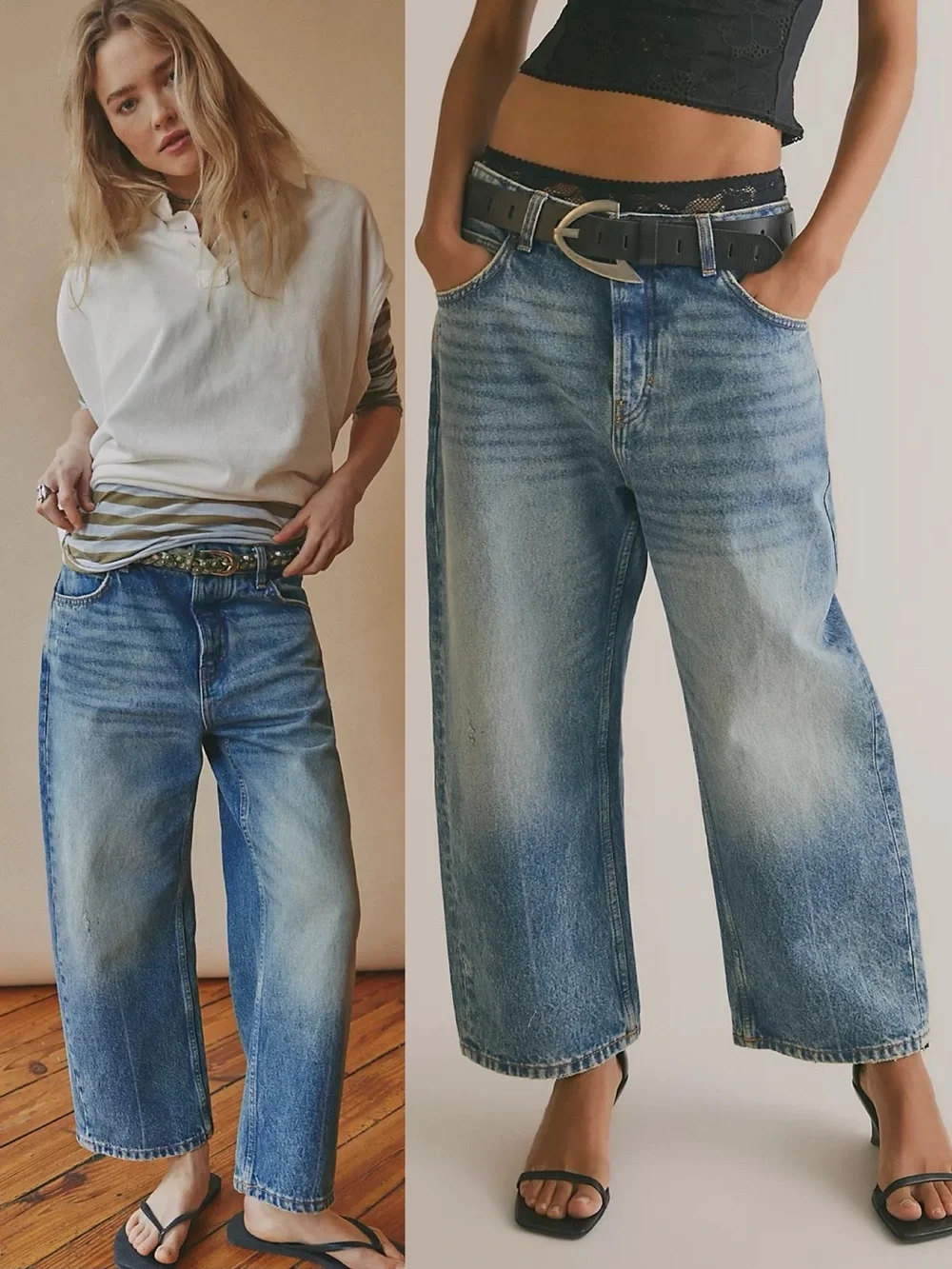 Free People Deep Trance Dropped Boyfriend Barrel Jeans